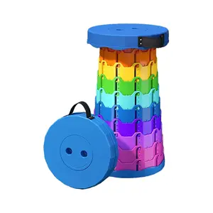 Cross-Border Wholesale Rainbow Telescopic Stool Outdoor Portable Plastic Folding Stool Adjustable Train Queuing Fishing Stool