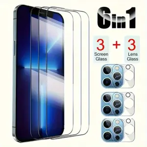 (3+3pcs) Premium Tempered Glass Screen Protector and Camera Lens Protector for iPhone - Ultimate Protection