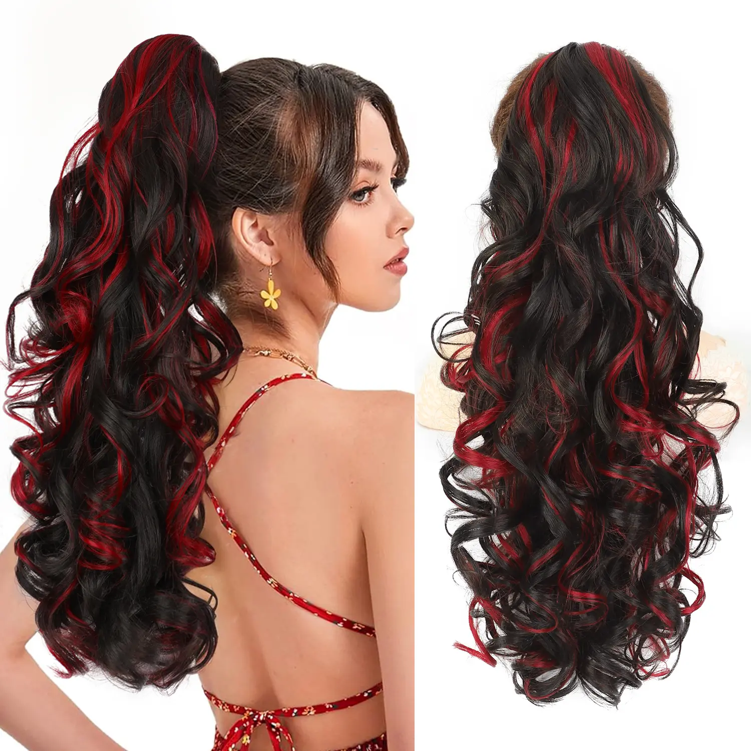 Black mixed Burgundy-24inch