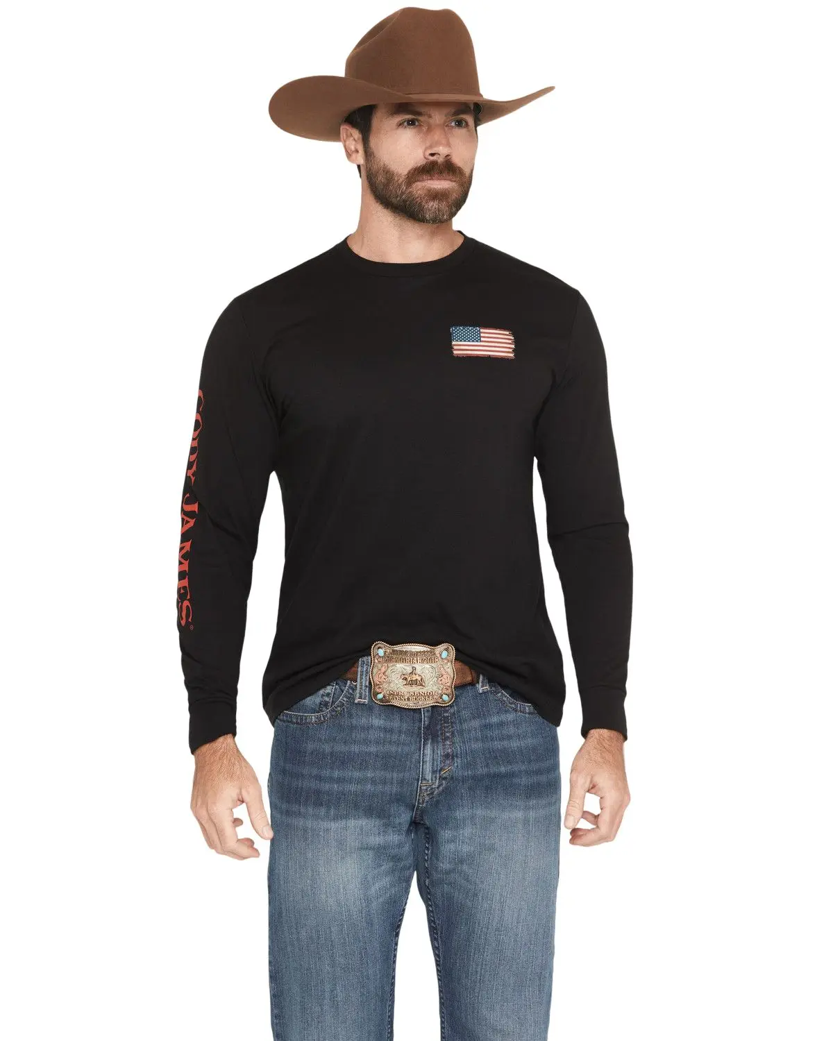 Cody James Men's Men'S Americana Logo Long Sleeve Graphic T-Shirt - Cjho25t12-Blk