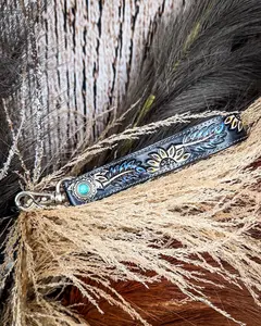 Myra Bag Cheyenne Bloom Hand-Tooled Key Fob, Fashion Accessory Keychain