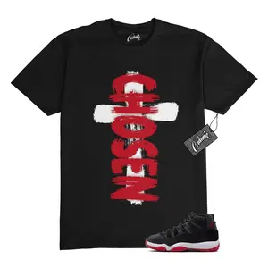 Unisex T-shirt to match Jordan 11 Bred Velvet Gym Red Black White - CHOSEN. 100% Cotton. Casual Wear. Streetwear Style. T-shirt To Match Sneaker.