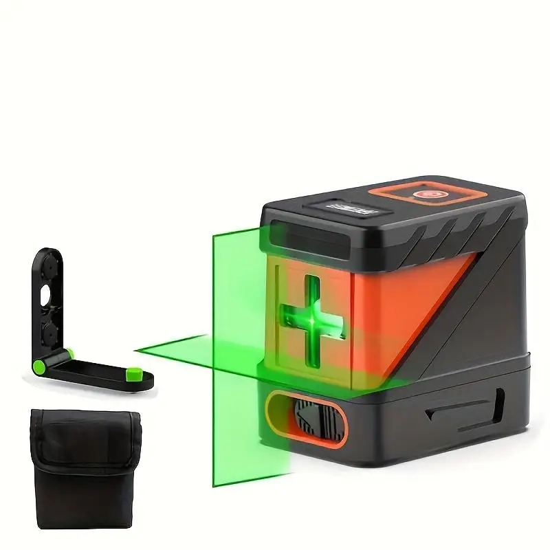 Laser Level Meter, 2 Lines Laser Level Gauge with Strong Light, Portable Handheld Automatic Threading Level Meter for Construction