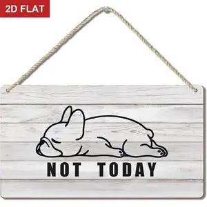Funny Not Today French Bulldog Wooden Sign  , Rustic Wall Hanging Home Decor Living Room Decor for Dog Lovers, Frenchie French Bulldog Lover Gifts 11.8x5.9 In
