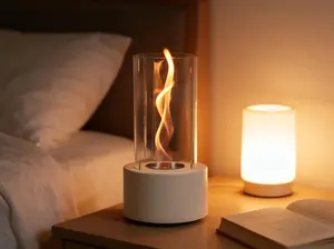 Tabletop Ethanol Fireplace - Smokeless Real Flame Portable Indoor Outdoor Ambiance Fire Pit for Home Patio Stylish Enhancer Safe