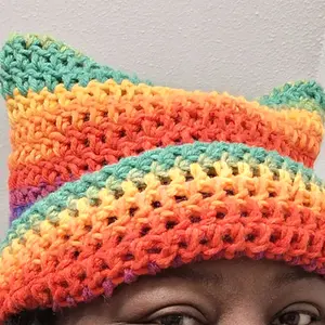 2-in-1 Crochet Cat Ear Ski Mask and Beanie