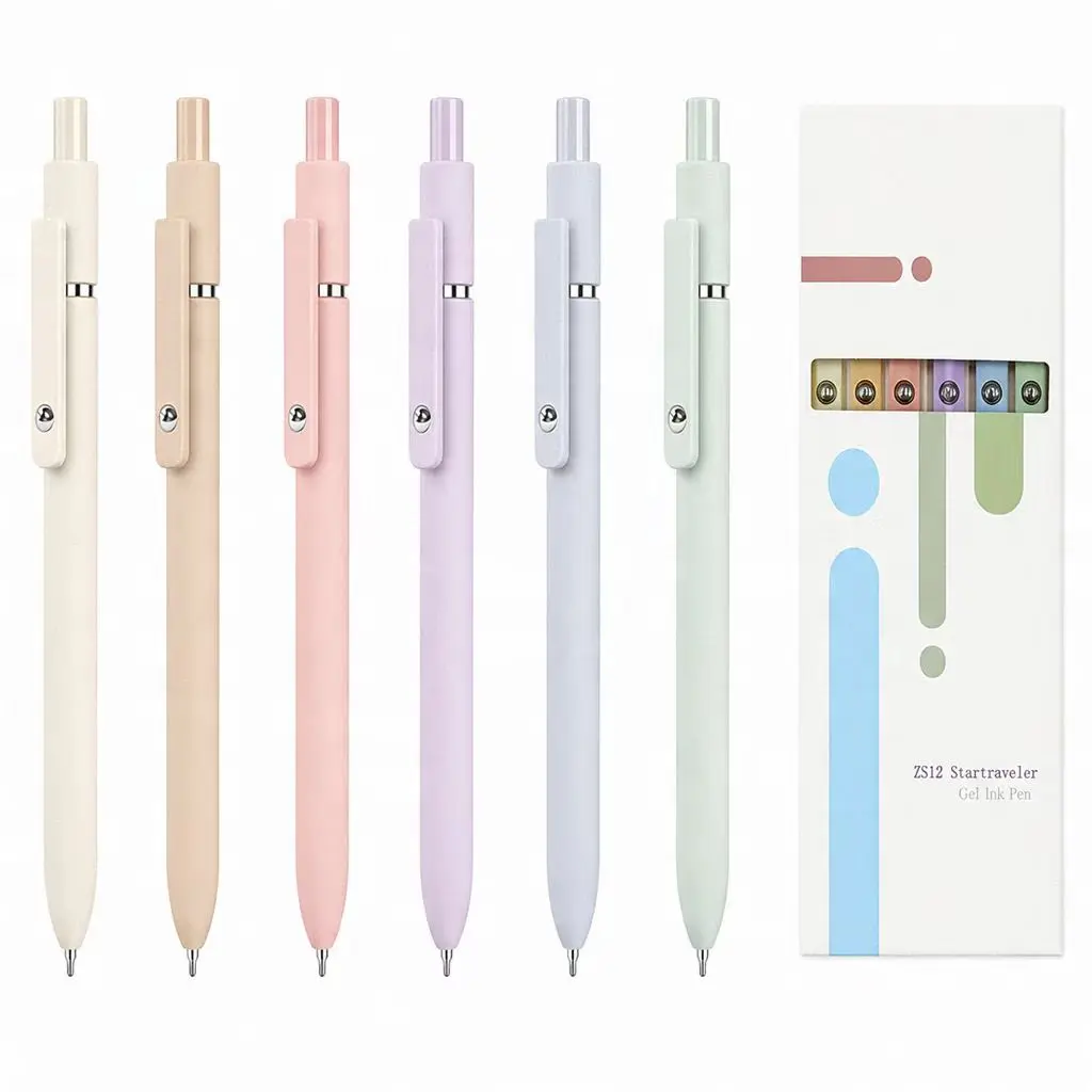 Aesthetic Gel Pens 6 Pack – Fine Point 0.5mm Black Ink Pens with Quick Dry Smooth Writing, Cute Journaling Pens for Planners, Diaries, Office Notes, School Supplies and Gift Ideas for Women & Girls