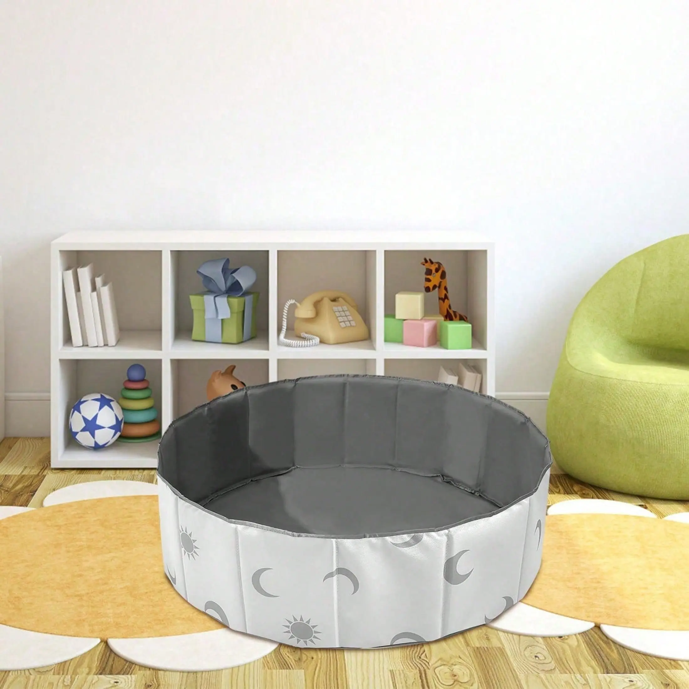 1 Collapsible Baby Ball Pit 80cm（Balls not included） - Easy Pop Up Foldable Playpen for Toddlers, Kids Indoor Outdoor Play Ball Pool, Portable Travel Activity Center with Starry Grey Design