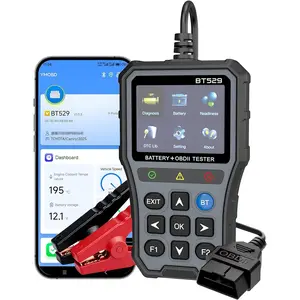 BT529 OBD2 Scanner Code Reader,  APP Control, 2-in-1  Diagnostic Tool & 12V  Tester, Live Data, EVAP Test, I/M Readiness for 1996+  and