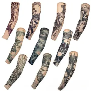 10-Pack Ice Silk UV Protection Arm Sleeves (Arm Cuffs), Breathable Cooling Sun Sleeves for Tattoo Cover, Running, Outdoor Sports