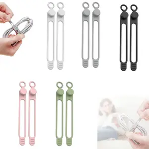 Cable Organizer 2026 Upgrade Silicone Headphone Organizers Reusable Cable Ties Multipurpose Elastic Cord Organizer for Bundling and Fastening Cables in Multiple Colors