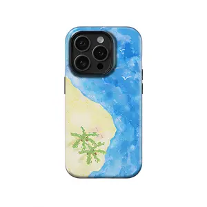 Tropical Summer Beach Protective TPU Smartphone Case - Heat Sublimation Full Print, 2-Layer Shockproof Casing, Non-Yellowing Cover, Camera-Safe, iPhone-Fit, Vacation Aesthetic Gift Accessory