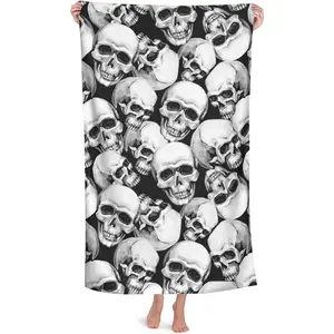 Skull Skeleton Towel Funny Skeleton Beach Towels Oversized for Bathroom Quick Dry Bath Towel for Women Men 30x60 Inch