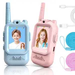 Video Walkie Talkies for Kids, Handheld 2 Pack Rechargeable Video Intercom Kids Walkies Talkies, Indoor Outdoor Toys for Family Games, Outside, Camping, Hiking for Boys Girls Ages 3-12 (Blue/Pink)