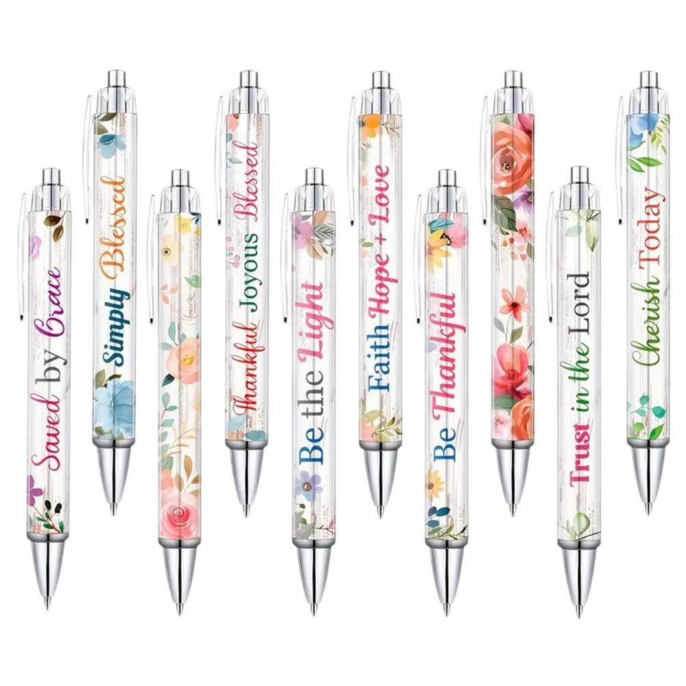 10 Pcs Inspirational Christian Pens, Pen Set, Retractable Design, Ultra Smooth Ink, Ideal for Office & Personal Use, Specialty Pen, Stationery Office Supplies