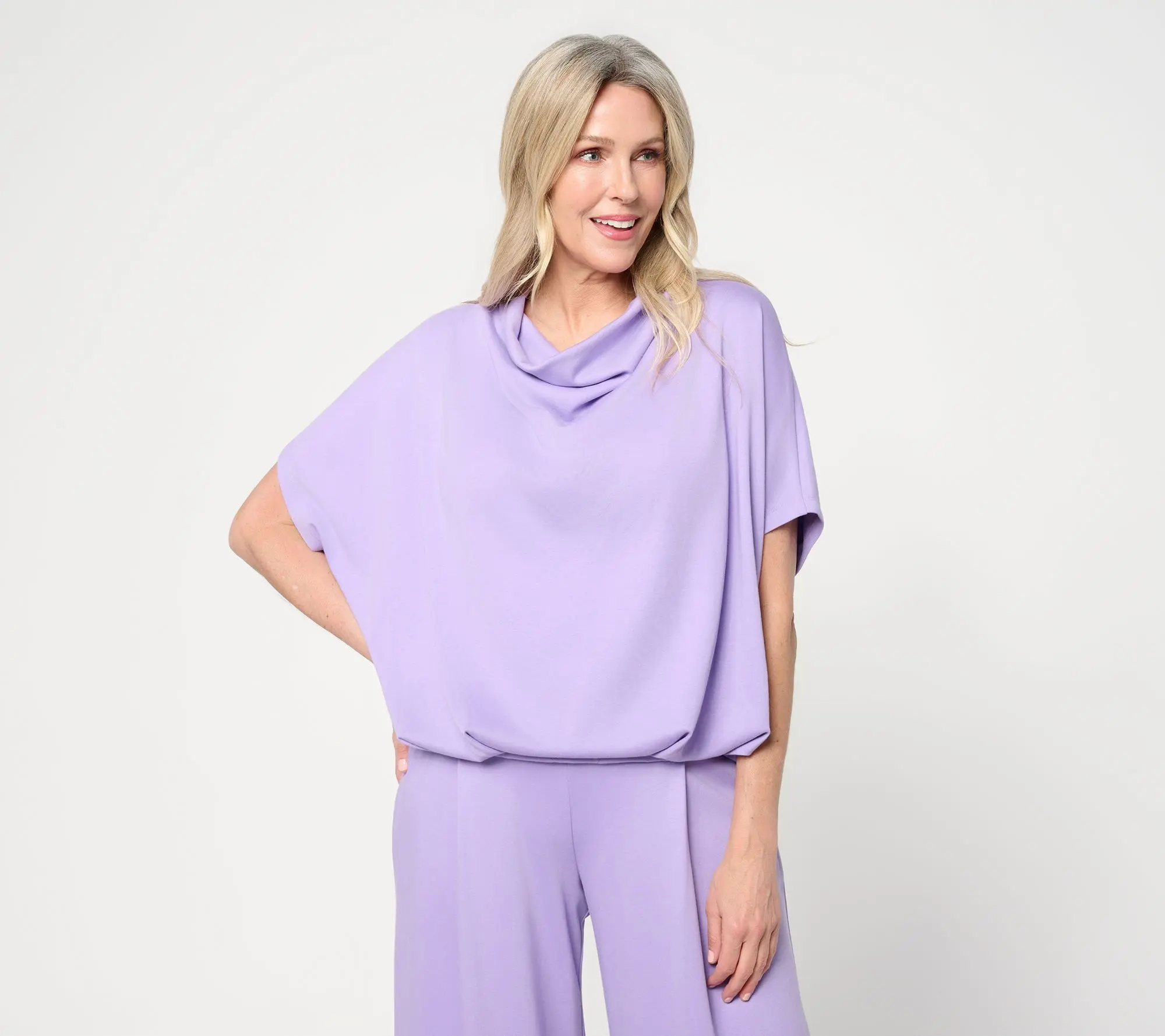 Martha Stewart Signature Essesntials Cowl-Neck Top w/ Pleated Hem