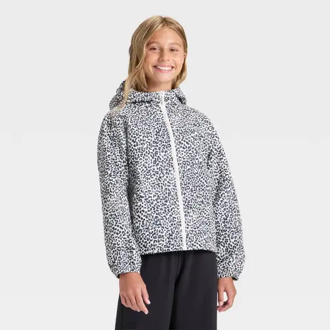 Girls' Softshell Zip Up Warm Hooded Long Sleeve Jacket - All In Motion, Kids Clothing Girls
