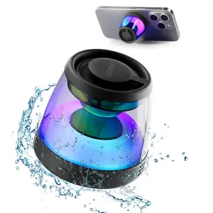 Magnetic Bluetooth Speaker, Portable Bluetooth Speaker with RGB Light, Waterproof Wireless Speaker, Phone Stand for iPhone 16/15/14/13/12 Series, Small Speaker for Shower, Outdoor, Birthday Gift