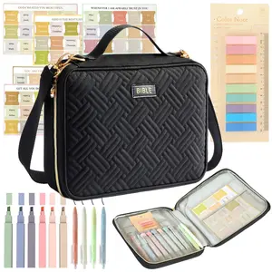Bible Cover for Women Bible Case, Large Bible Bag, Bible Study Supplies Bible Journaling Kit Book Carrying Case with Bible Highlighters Tabs, Valentines Day Christian Gifts for Women