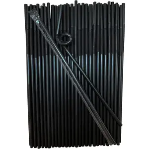 [100 counts] Black Straws 10.24" x 0.24", Flexible Drinking Straws, Disposable Bendy Plastic Straws, Individually Wrapped Straws