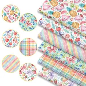 6pcs 45cm*50cm/17.72in*19.69in Summer Watercolor Fruit Print Pattern Fabric, Suitable for Quilting, Bedding, Tablecloth, Bags, Masks, Hats, Headbands, Pillowcases And Other Materials