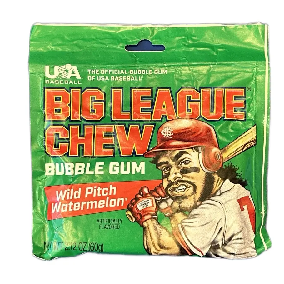 League Wild Pitch Bubblegum - Gluten-Free Watermelon Flavored Chewing Gum Pack, Summer Snack Candy