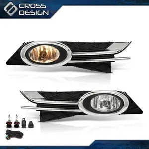 CROSSDESIGN Chrome Clear Fog Light / Lamp + Bezel Cover + Switch Fits 14-16 17 Honda Odyssey
