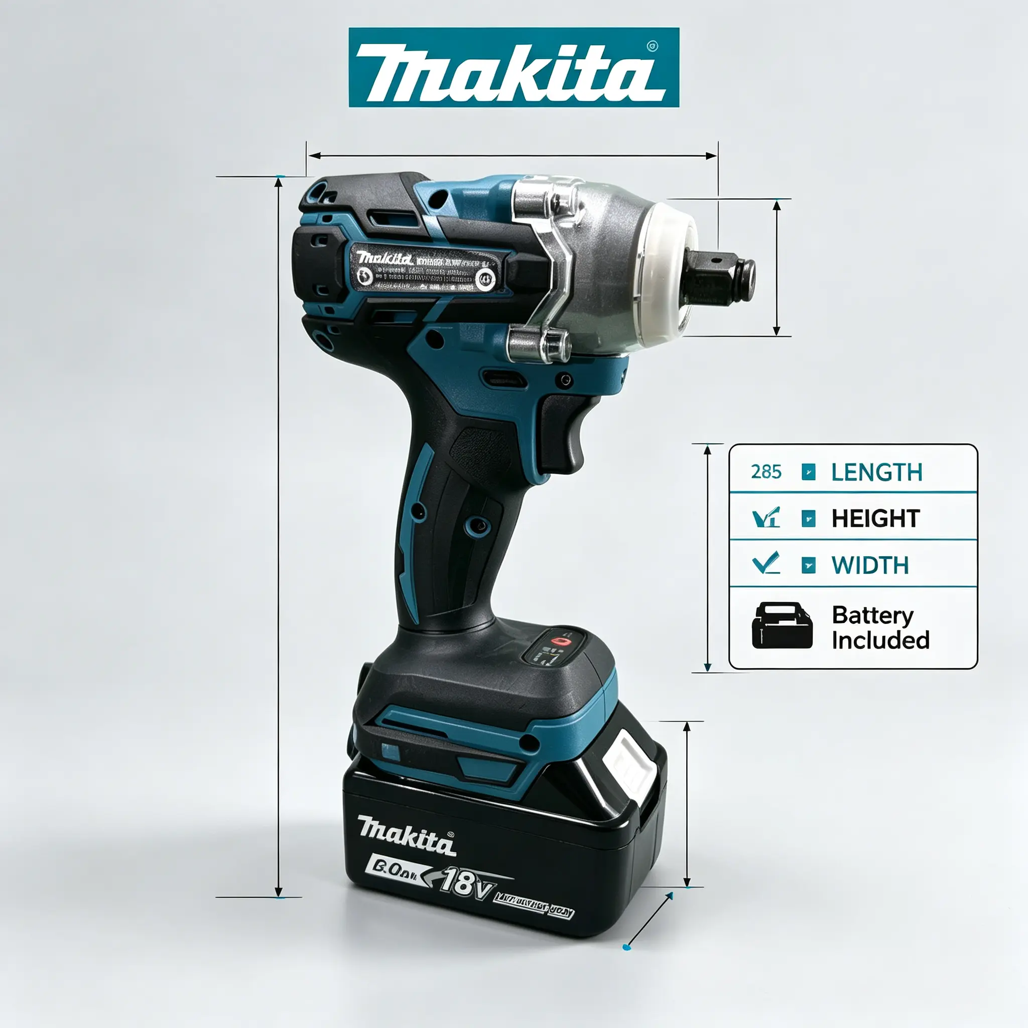 Makita DTW285Z 18V LXT Brushless 1/2 in Cordless Impact Wrench, 3-Speed Control, Reverse Auto-Stop Mode, Built-In LED Work Light for Auto Repair, Mechanical Assembly, Nut-Bolt Removal