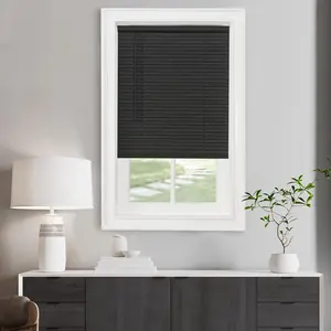 Cordless Light Filtering Mini Blind - 35 Inch Width, 48 Inch Length, 1" Slat Size - Black - Cordless GII Morningstar Horizontal Windows Blinds for Interior