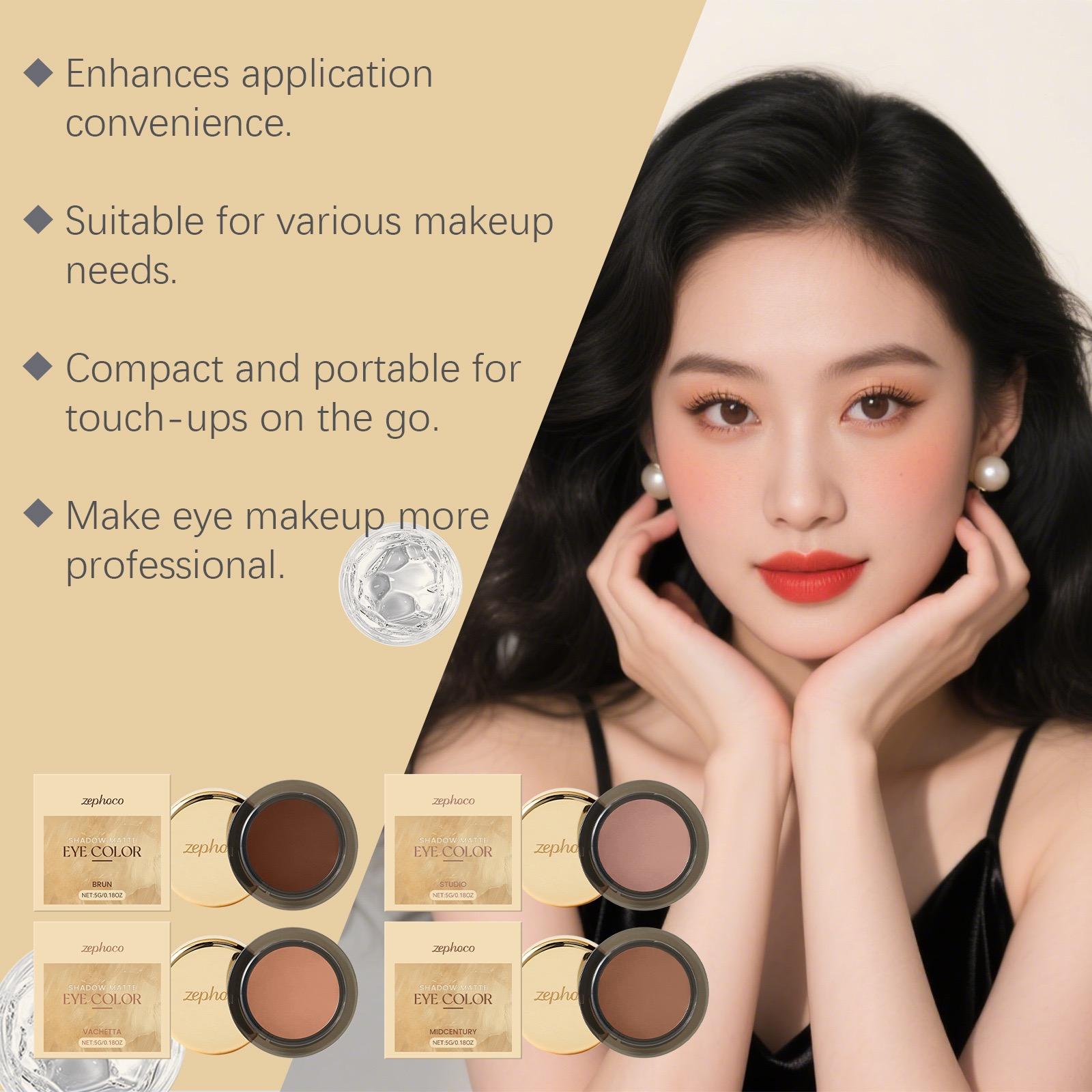 Zephoco matte single eyeshadow — natural color payoff, long-lasting wear, portable for touch-ups