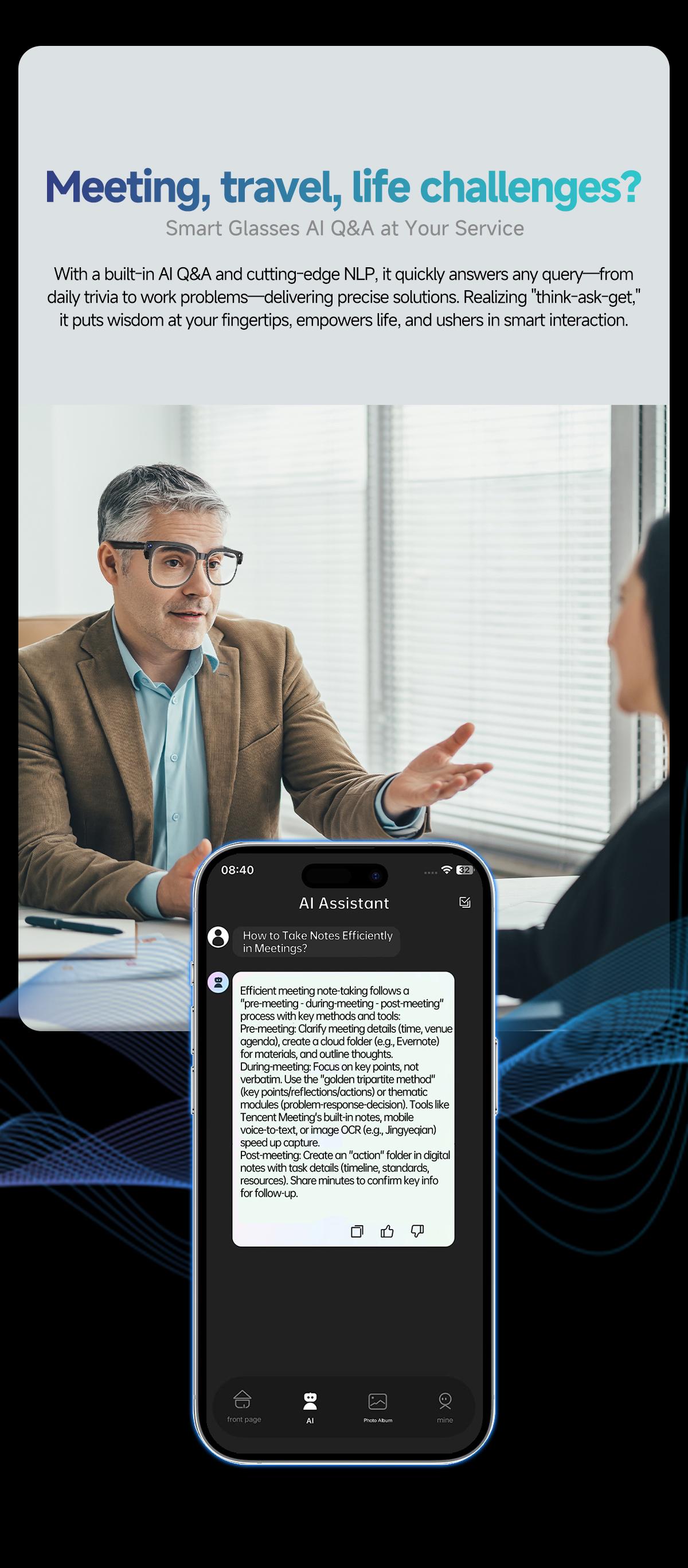 KPEP Smart AI Camera Glasses with 8MP Resolution, Button Touch Adjustment for Travel Outdoor Adventures Hands-Free Photography 160+Languages Real-Time Translation Bluetooth Wireless Wearable Video Recording Sunglasses Blue light blocking, Easter gift