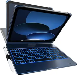 Flexbook Keyboard Case for iPad 11th (A16, 2025) and iPad 10th Gen (10.9", 2022)  No Trackpad, 11-Color Backlight, 360 Rotatable, 7 Use Modes, Thin & Lightweight  Midnight Blue