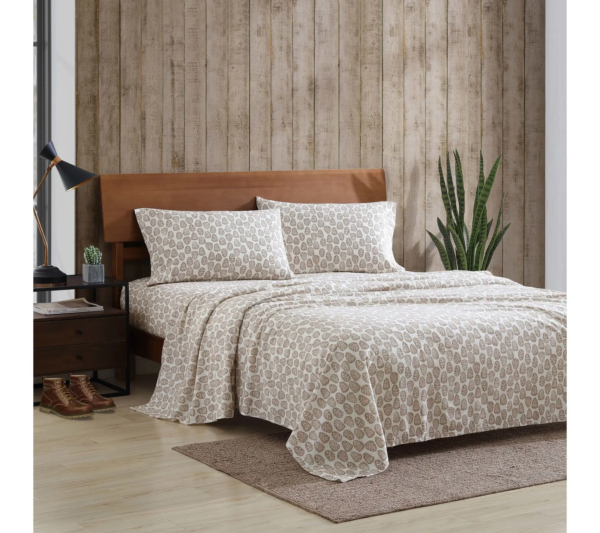 Eddie Bauer Lit tle Creek Pine Cone Beige Cott on Twin Sheet S