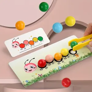 1 set, caterpillar clip beads, expansion game Montessori puzzle teaching aids, wooden bead puzzles, color matching and fine motor skill development