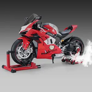 XLG Die-cast Motorcycle Model V4 Series, Diecast metal model, Adjustable Multi-Functional Toys with Double Jet Sound Effects & Display Stand, Electric Toys for Kids, Friends & Family, Alloy Texture, Performance-Level Replica Design