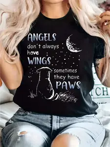 Women'S Angel  Paw Print T-Shirt _ Cute Puppy  Ang