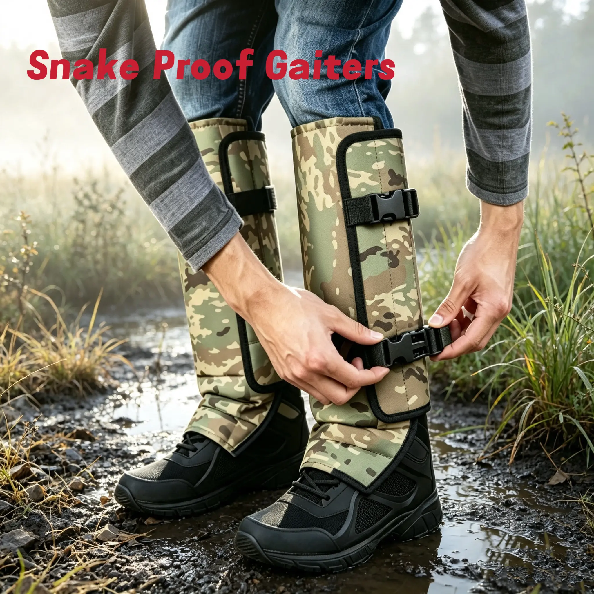 Unisex Adjustable Snake-Proof Leg Gaiters - Abrasion-Res., Wear-Resistant Sturdy Fabric Sporty Protective Gear for Hunting, Hiking/Light Outdoor, Ideal Father's Day Gifts, Camping Essentials