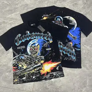 American Streetwear Real Photo Astronaut print Godspeed Short Sleeves T-Shirt Men Women Classic Fashion Round Neck Tee With Tags