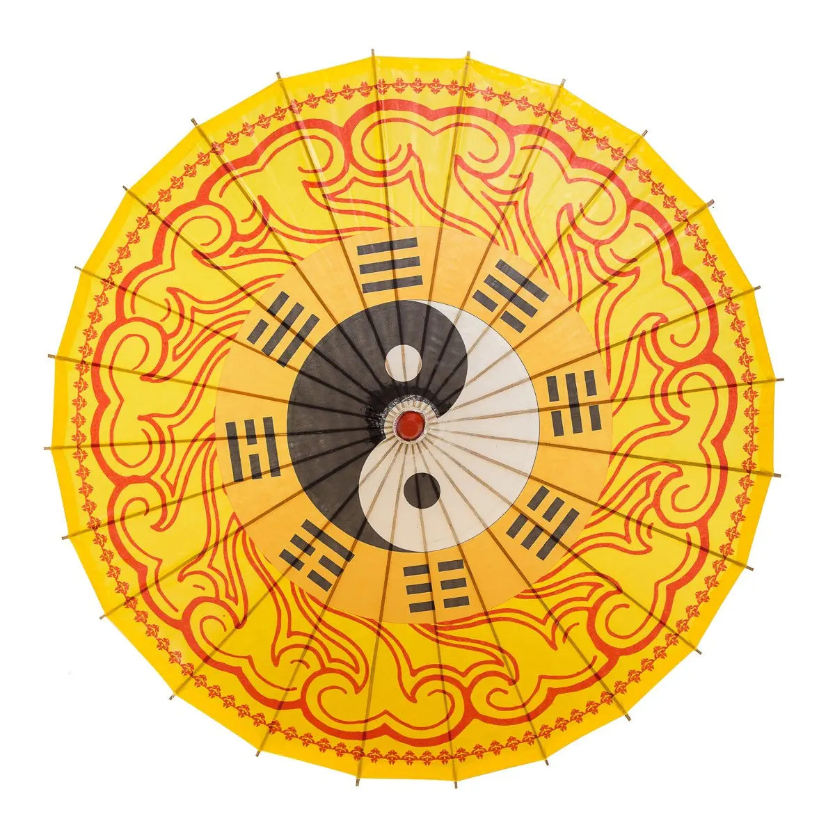 Thy Home 33in Handmade Traditional Bamboo-Wooden Waterproof Chinese Oiled Paper Umbrella - Yin and Yang Ba Gua Cover, Unisex Fashion Asian Parasol, Wedding Gift Home Supplies Room Accessory, 33 Inches