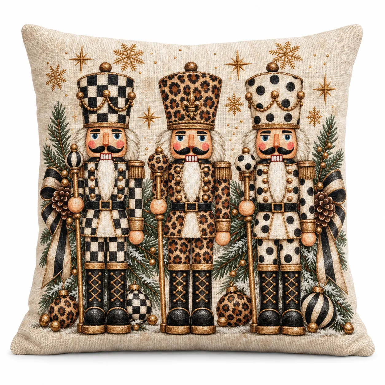 Nutcracker Ballet Woven Throw Pillow, Double-Sided, Vintage-Inspired Christmas Decor