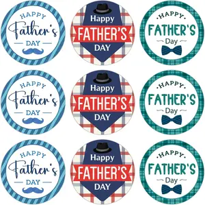 48Pcs Funny Father's Day Gift Stickers Happy Father's Day Gift Labels Father Day Seal Label Sticker Gifts Wrapping Labels Round Self-Adhesive Tie Best Dad Thank You Gifts Sticker for DIY
