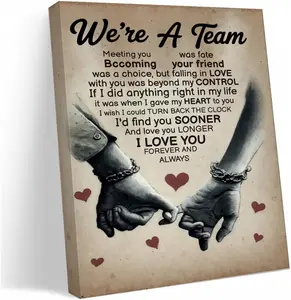We Are A Team Love Poster, Couples Lover Home Decor Canvas Wall Art for Husband Wife Birthday Anniversary, Couple Wall Art for Bedroom Living Room