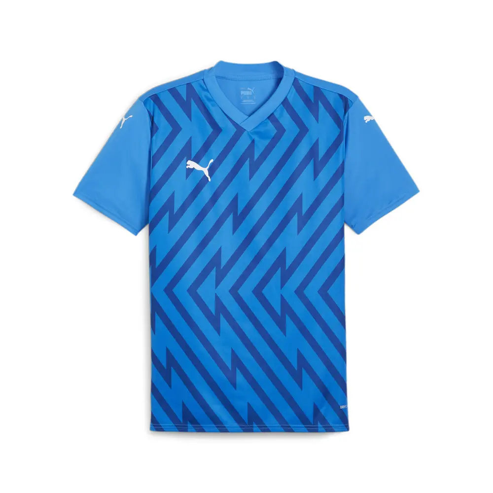 PUMA Mens Teamglory V-Neck Short Sleeve Jersey Casual - Blue