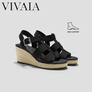 VIVAIA Miami Arch Support Round-toe Wedge Summer Sandals, Adjustable Strap Slingback Wedge Sandals, Summer sandals, Open toe Platform Sandals, suitable for vacations, beach (Sally Pro & Skyler)