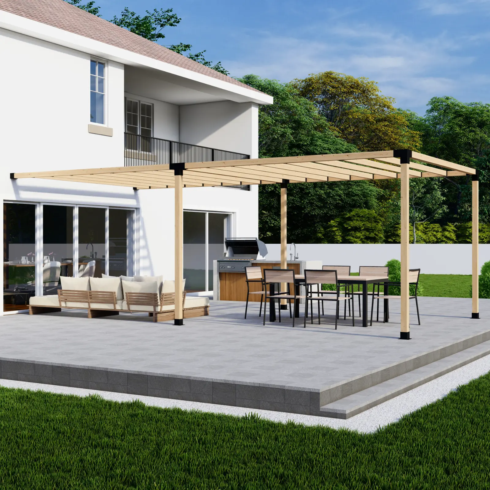 DIY Pergola Kit for a 2-Block Off-House Pergola Up to 12x24