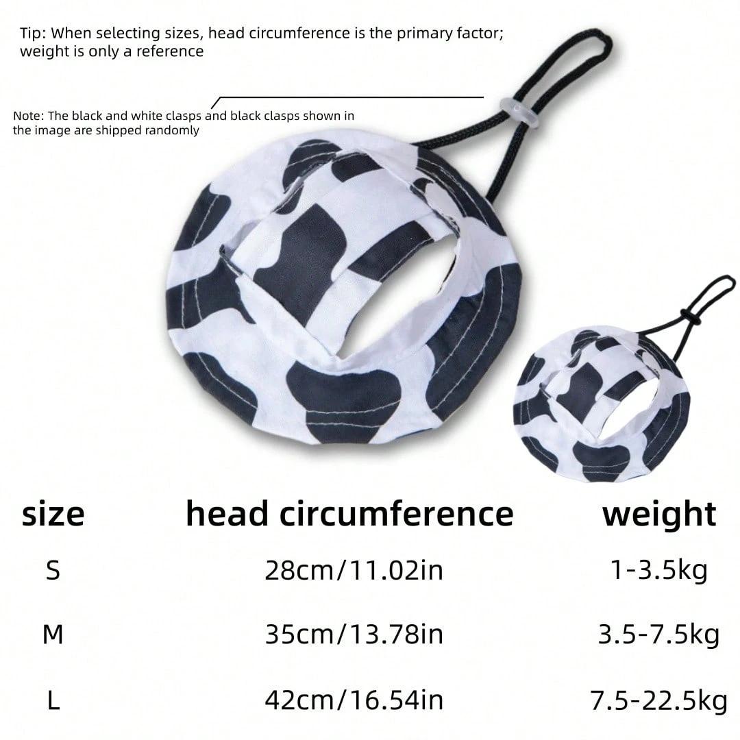 AESS x PETSIN Cow Print Pet Bucket Hat - Ear-Exposed Design, Adjustable Strap, Sun Protection, Multi-Size Photo Prop for Small-Medium-Large Cats & Dogs