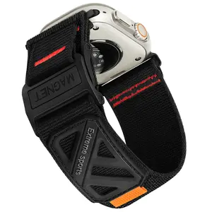 Compatible Apple Watch Ultra Bands for Men, Wide Soft Nylon Sport Loop, Sturdy Magnetic Buckle for iWatch 49mm (Ultra3/2), 46mm (11/10 Series), 45mm (9/8/7), 44mm (SE/2/SE/6/5/4), 42mm (3/2/1)