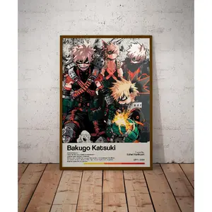 Anime Poster Limited Bakugo Katsuki Poster for Room Decor Minimalist Anime Manga Print Retro Vintage Wall Art for Home Office Aesthetic Decoration