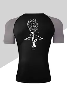 Men's Dragon Print Compression T-Shirt, Quick-Dry Breathable Stretch Fabric, Tight-Fitting Short Sleeve Top for Fitness and Outdoor Activities, Sporty T Shirt, Athletic Compression Shirts, Gym Tees, Fitness Clothes Tops