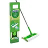 2-in-1 Dry/Wet Extendable Plastic Floor Cleaner Mop Starter Set - Lightweight Handheld Microfiber Mop Set, Home Cleaning Supplies Kit with Floor Solution (1 Base Unit, 10 Refills)